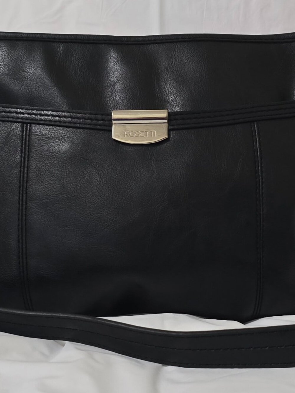 Rosetti Round About Convertible Crossbody Bag Black Faux Leather Shoulder Purse